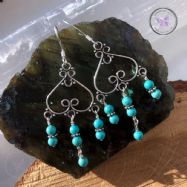 Turquoise Silver Chandelier Earrings